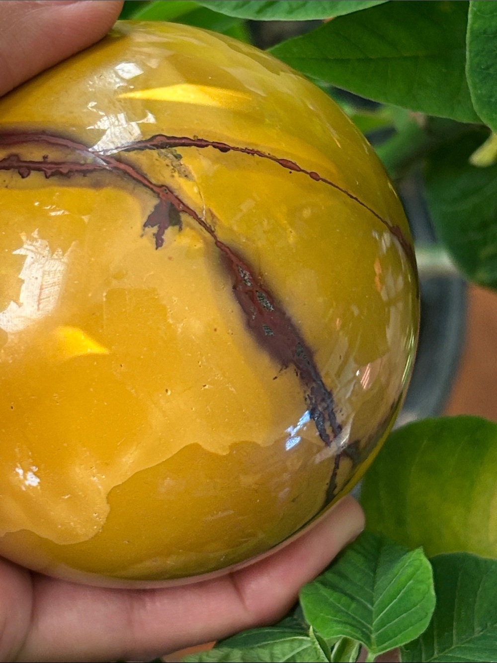 💎 90mm Polished Yellow Mookaite Jasper Sphere Decorative Home Art - Picture 4 of 9